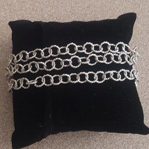 New Women's 925 STERLING SILVER Three-strap Silver Bracelet